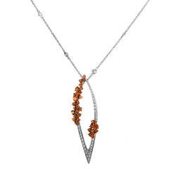 Chimento Irina Orange Sapphire Diamond Gold Pendant Necklace