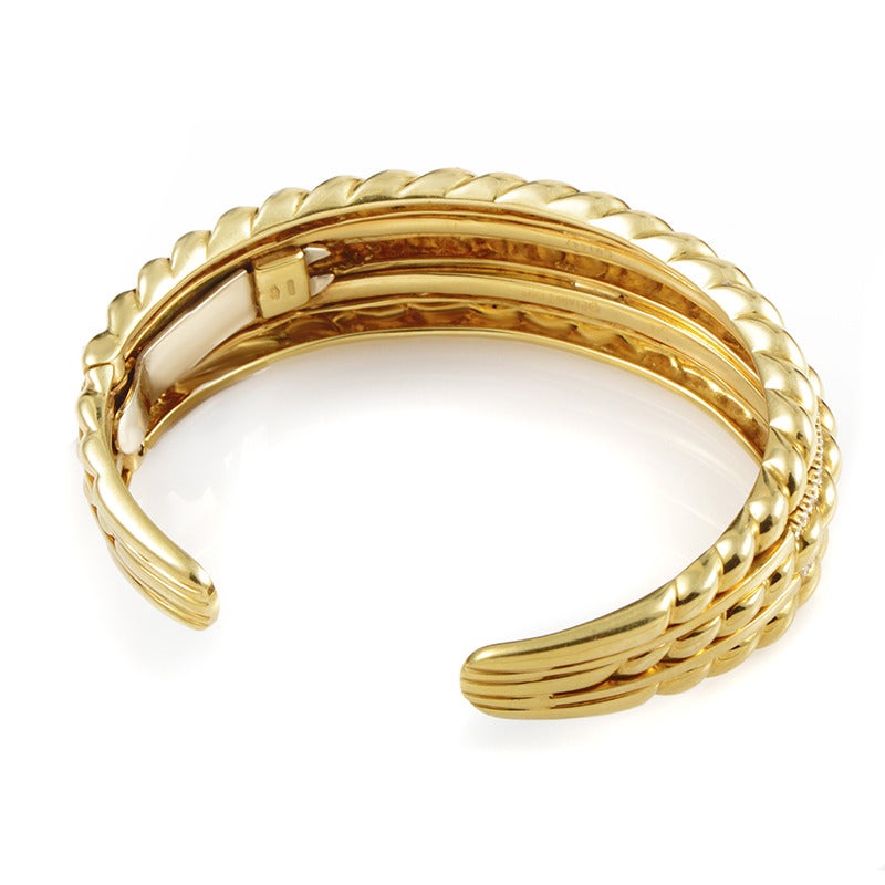 Piaget Gold Braided Diamond Cuff