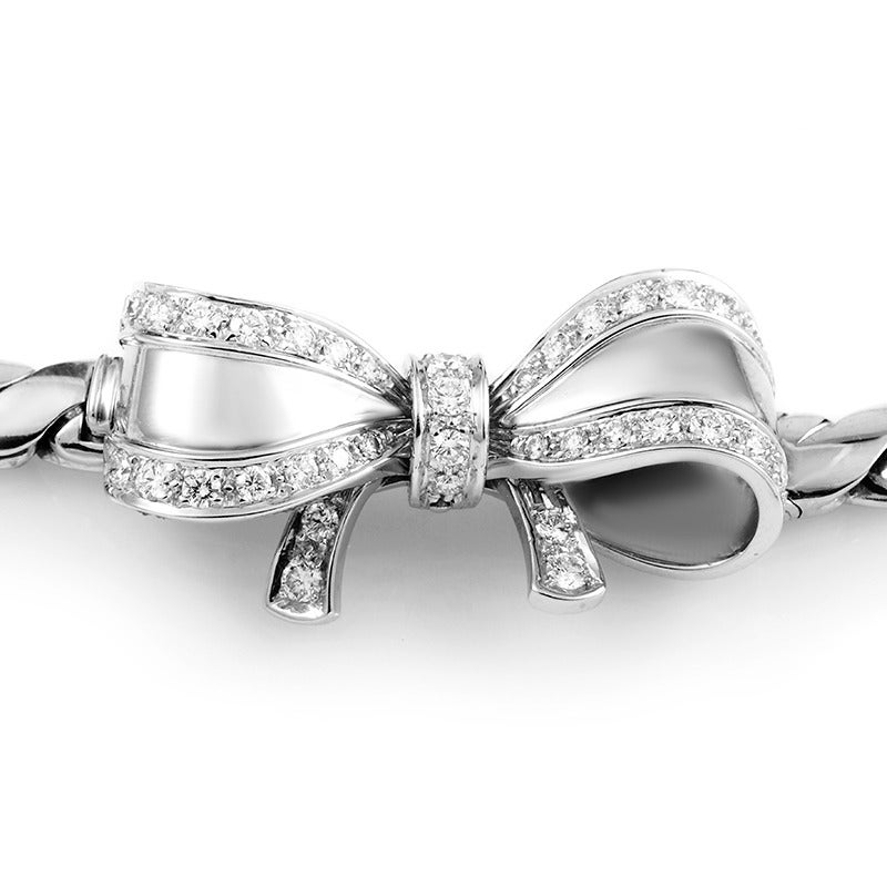 Pomellato White Gold Diamond Bow Necklace at 1stDibs