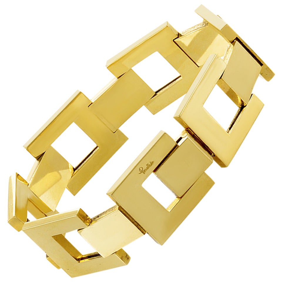 Pomellato Large Rectangular Gold Link Bracelet