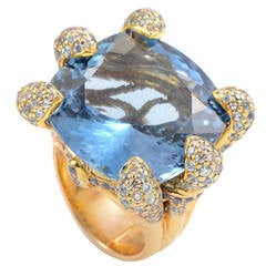 Zorab Aquamarine Tanzanite Topaz Diamond Gold Cocktail Ring