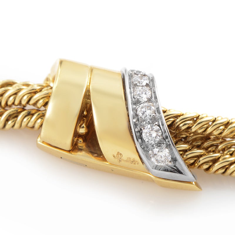 Pomellato Diamond Multi-Gold Collar Necklace In New Condition In Southampton, PA