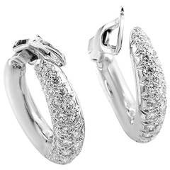 Van Cleef & Arpels Diamond Pave Gold Hoop Earrings