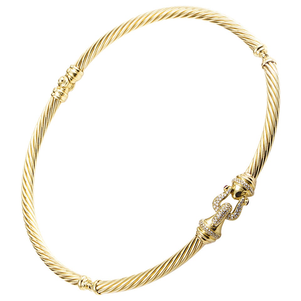 David Yurman Renaissance Ruby Diamond Gold Clasp Collar Necklace