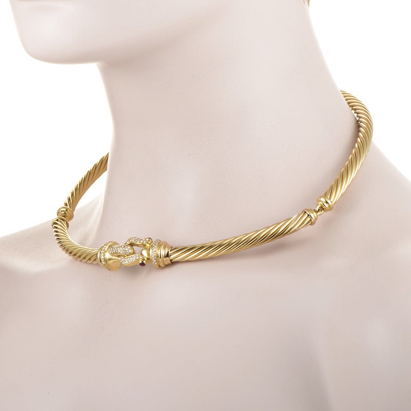 Women's David Yurman Renaissance Ruby Diamond Gold Clasp Collar Necklace