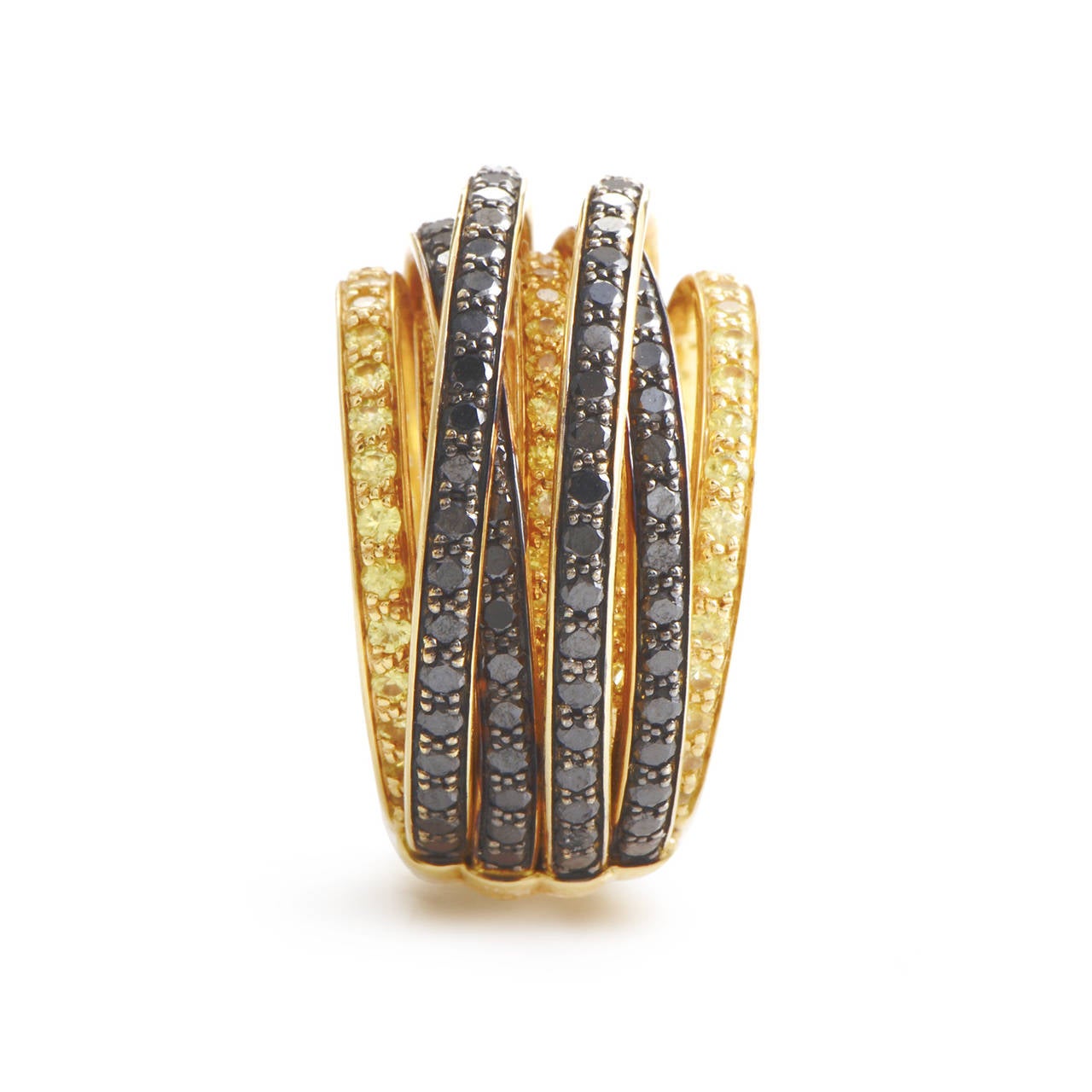 de Grisogono Allegra Yellow Sapphire Diamond Gold Band Ring In Excellent Condition In Southampton, PA