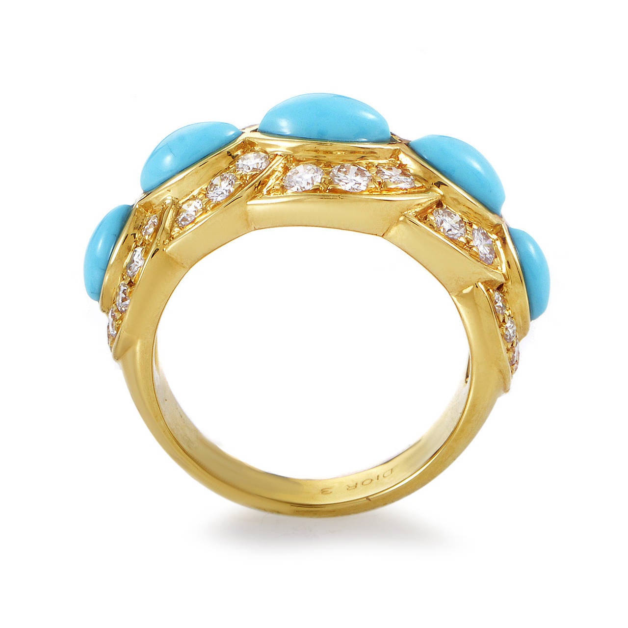 Dior Turquoise Diamond Gold Band Ring