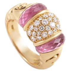 Bulgari Pink Tourmaline Diamond Gold Ring