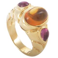 Bulgari Citrine Tourmaline Gold Band Ring 5