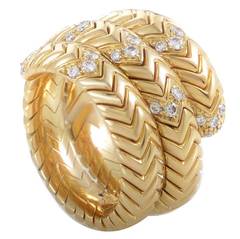 Bulgari Spiga Diamond Gold Band Ring