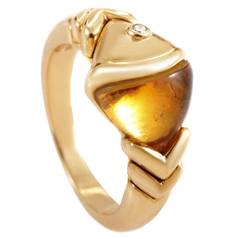 Bulgari Naturalia Fish Citrine Diamond Gold Ring