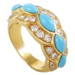 Dior Turquoise Diamond Gold Band Ring