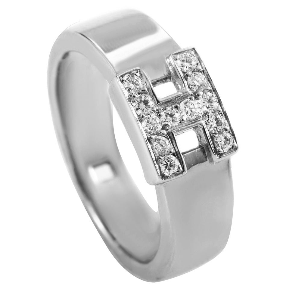 Hermes Diamond Gold H Ring