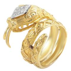 Diamond Multi-Tone Gold Snake Band Ring