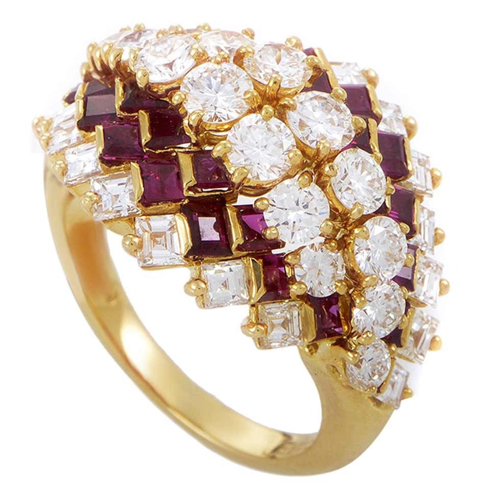 Piaget Ruby Diamond Gold Ring at 1stDibs