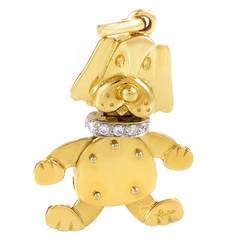 Pomellato Multi-Tone Diamond Gold Collar Dog Pendant