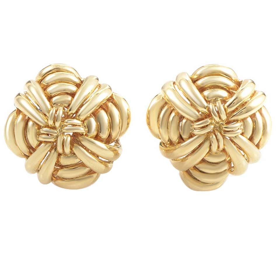 Tiffany and Co. Gold ClipOn Earrings at 1stDibs