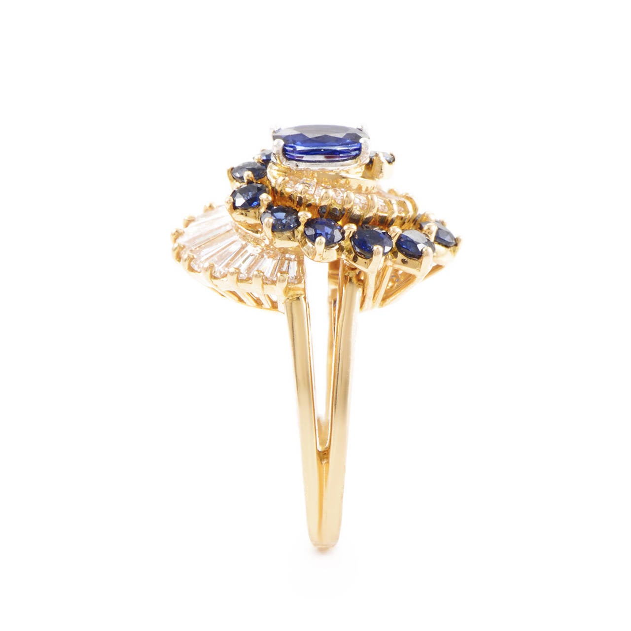 Oscar Heyman Sapphire Diamond Gold Platinum Ring In Excellent Condition In Southampton, PA