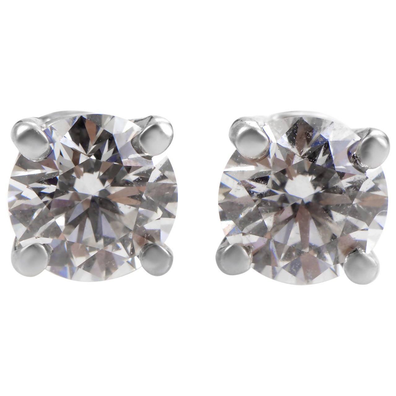 Tiffany & Co. Diamond Platinum Solitaire Stud Earrings