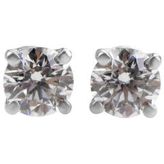 Vintage Tiffany & Co. Diamond Platinum Solitaire Stud Earrings