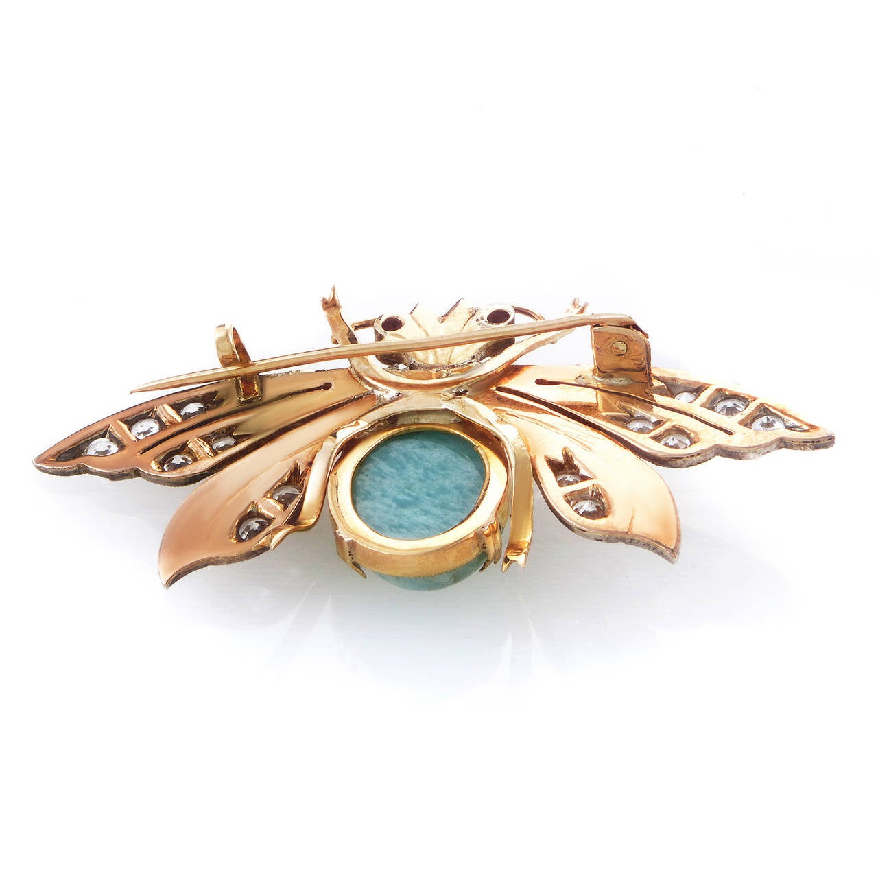 Gemstone Silver Gold Moth Brooch In Excellent Condition In Southampton, PA