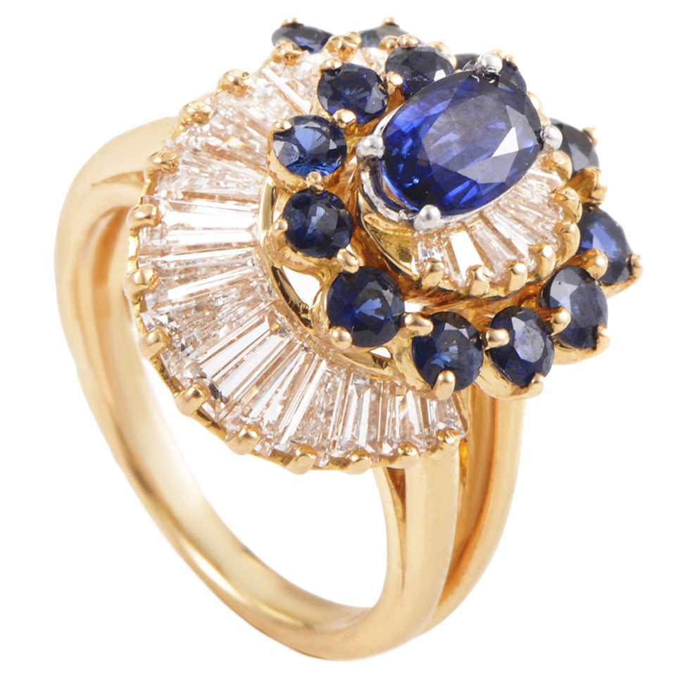 Oscar Heyman Sapphire Diamond Gold Platinum Ring