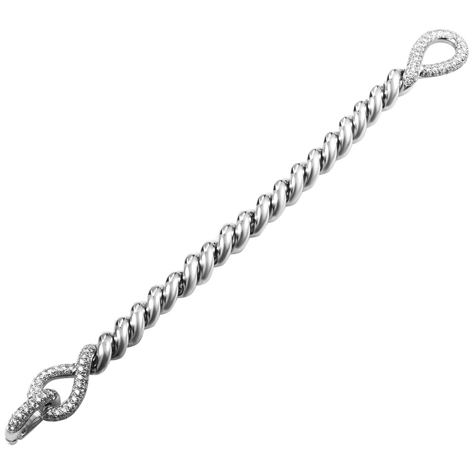 Hermes Diamond Gold Cable Bracelet