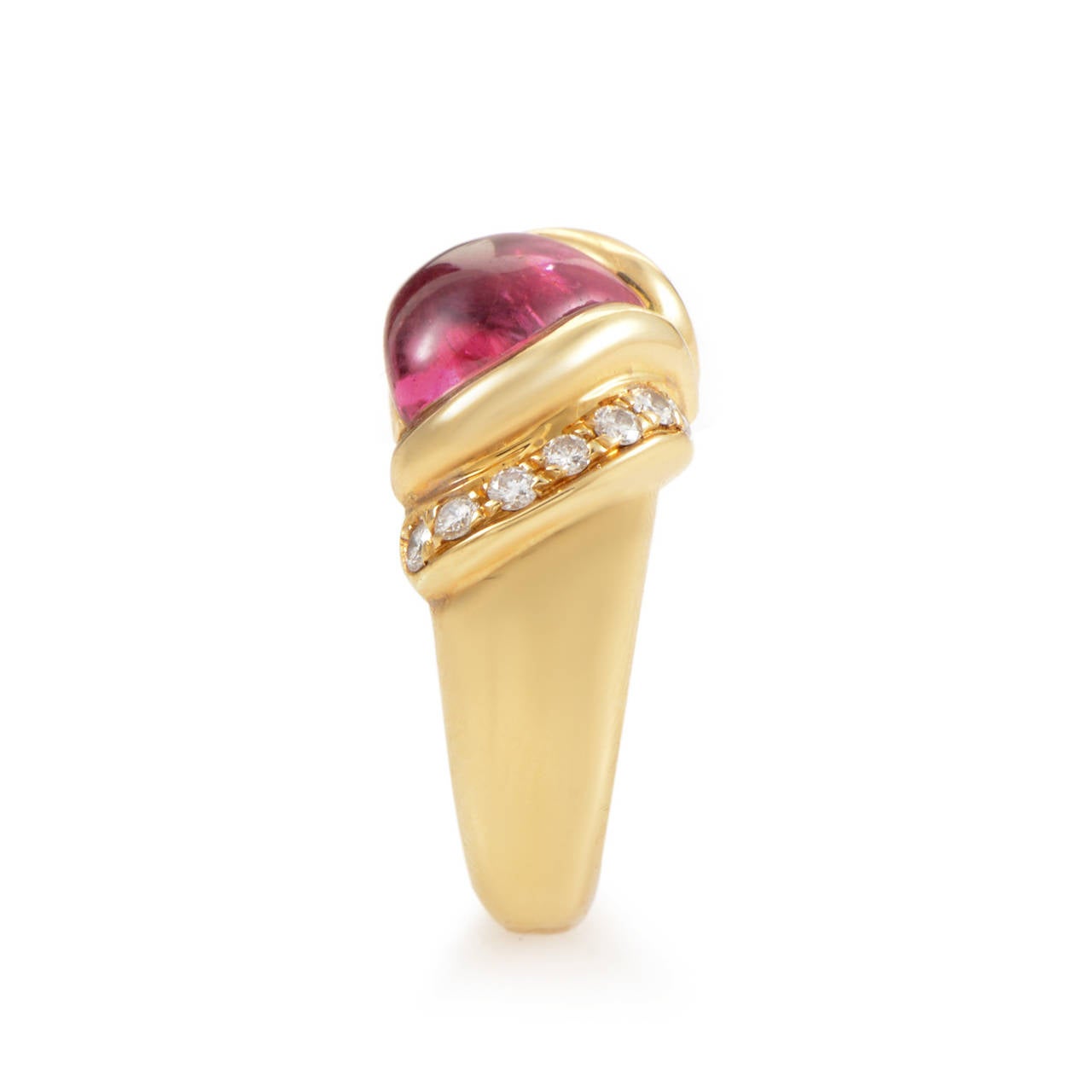 Bulgari Pink Tourmaline Diamond Gold Ring In Excellent Condition In Southampton, PA