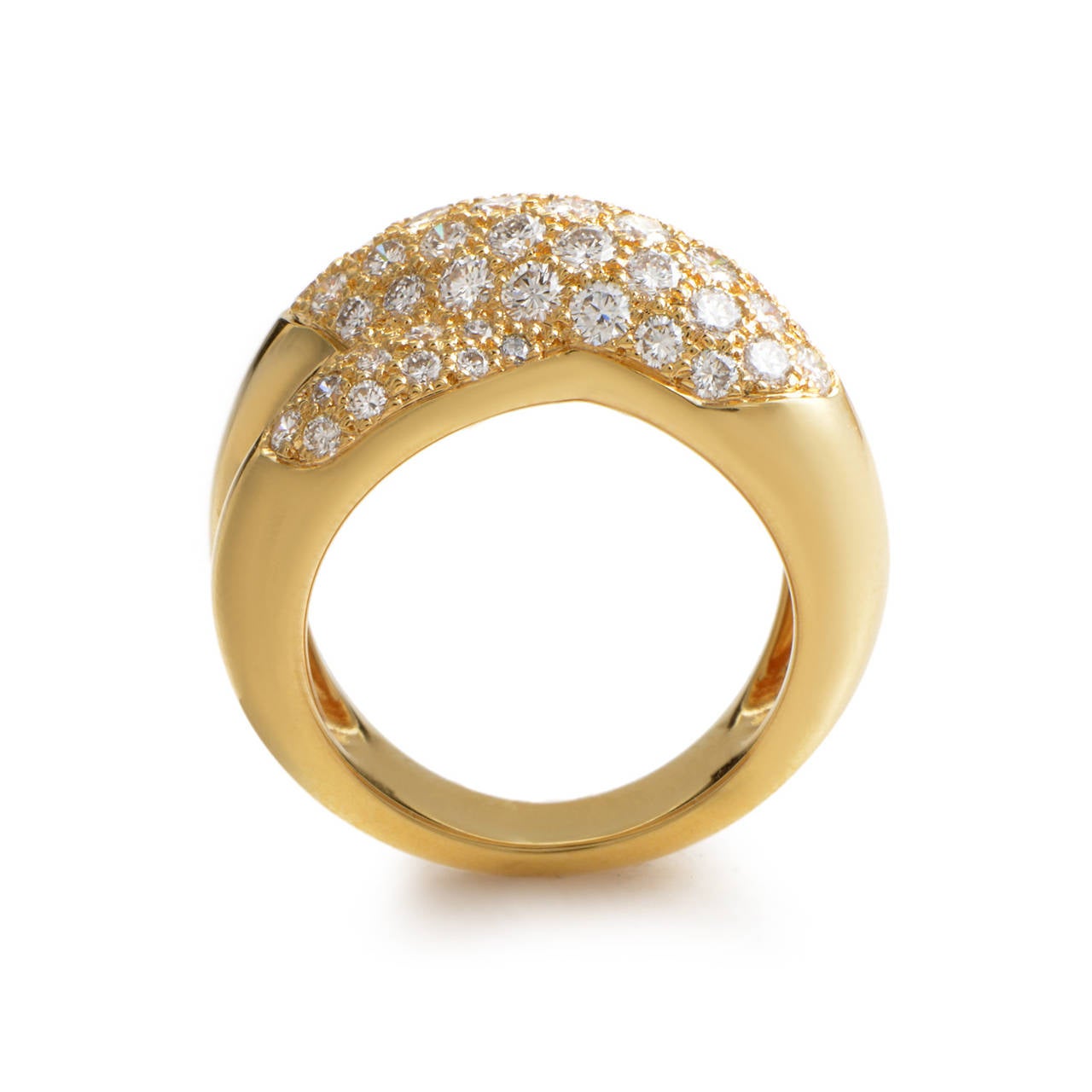 A gorgeous combination of gold and diamonds puts this ring from Cartier's Trinity collection in a class by itself. The ring is made of 18K yellow gold and set with a 2.30 carat partial diamond pave.

Color and Clarity: EF / VVS1
Ring Size: 4.75