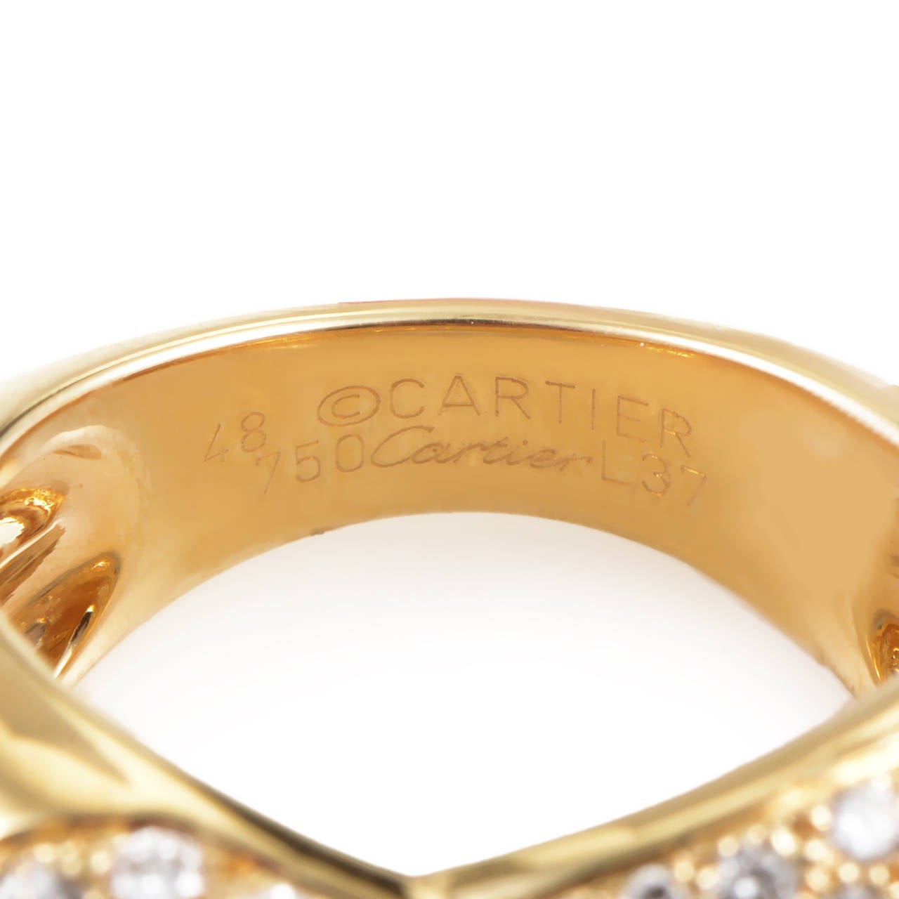 Women's Cartier Trinity de Cartier Partial Diamond Pave Gold Band Ring