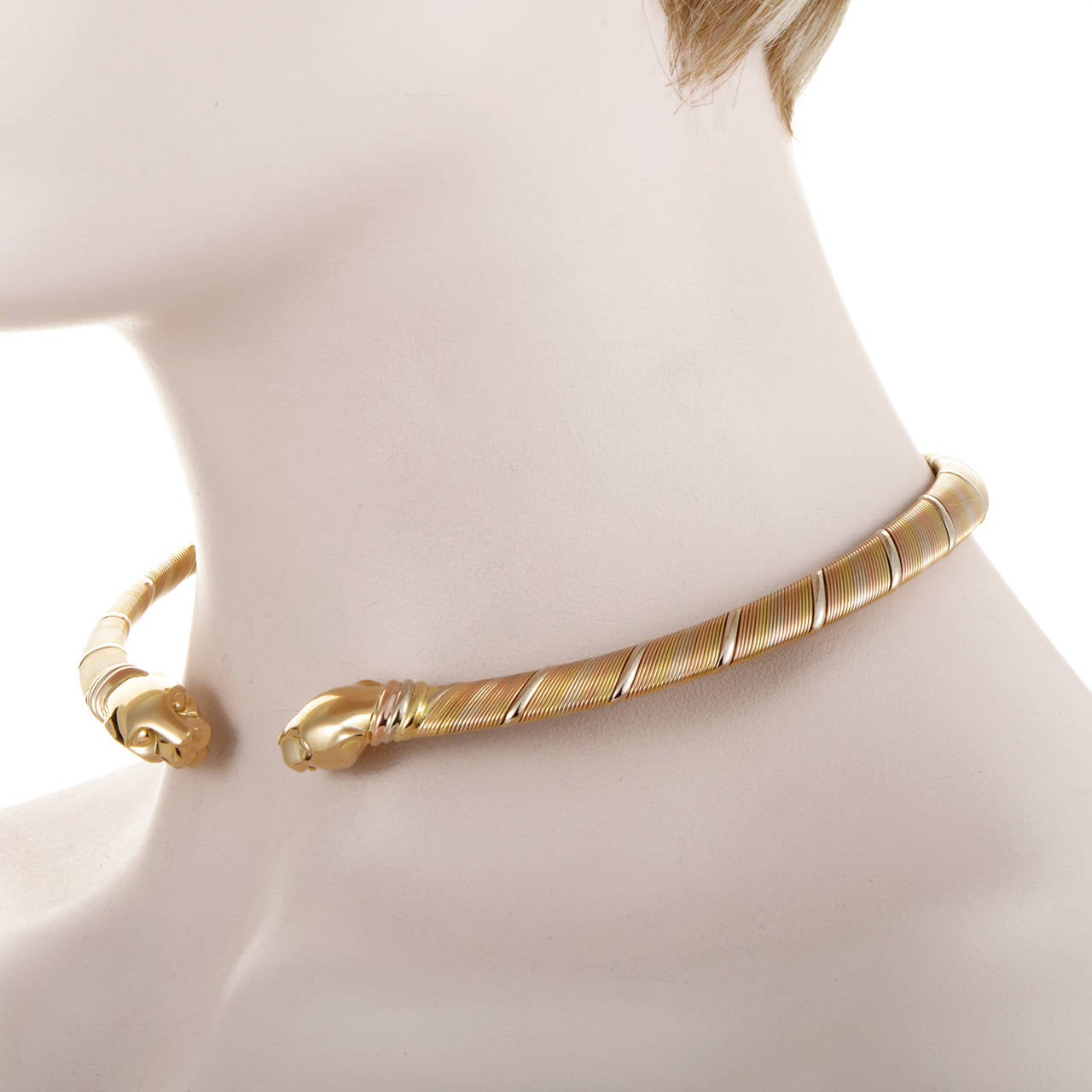Women's Cartier Panthere Tricolor Gold Choker Necklace