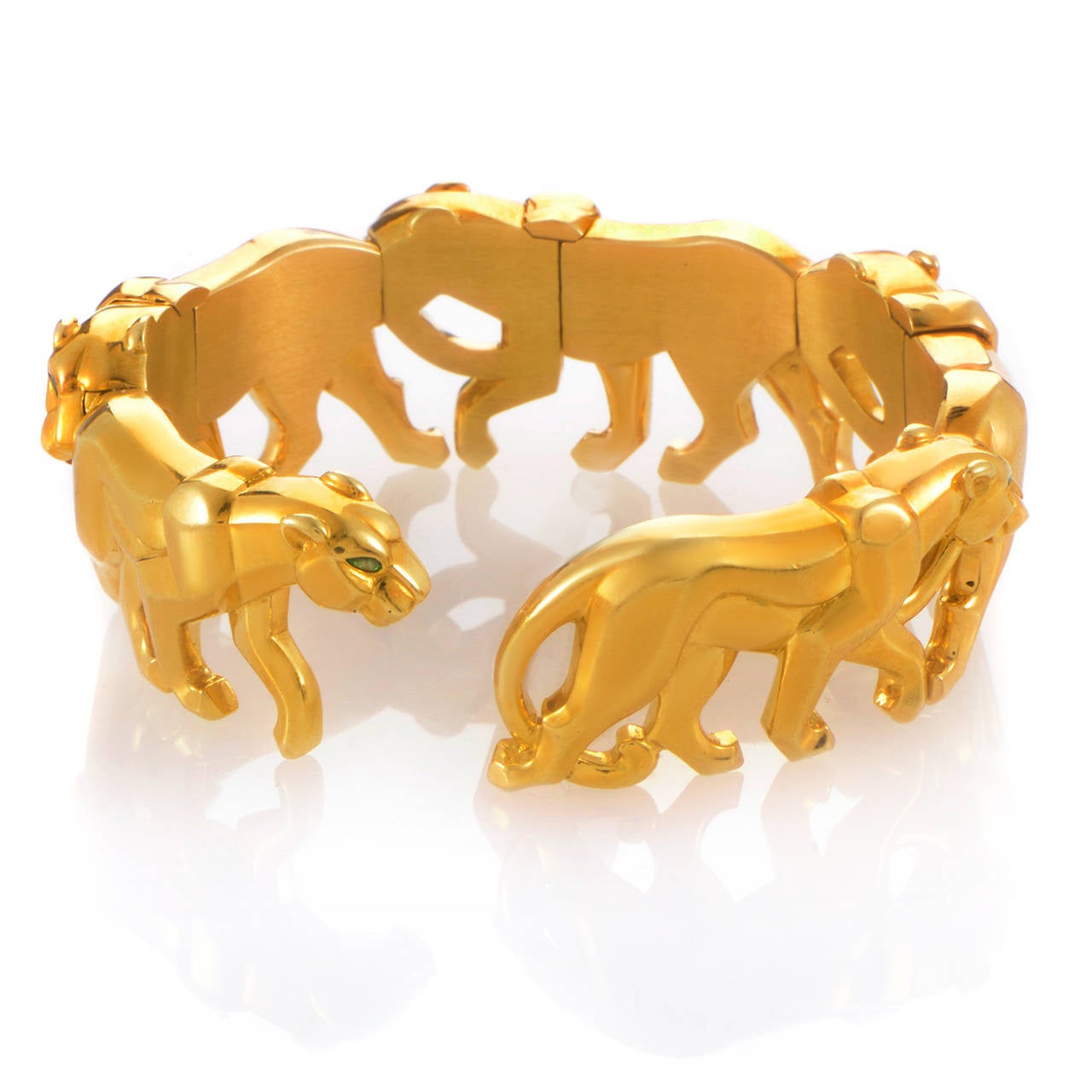 Cartier Panthere Emerald Gold Cuff Bracelet