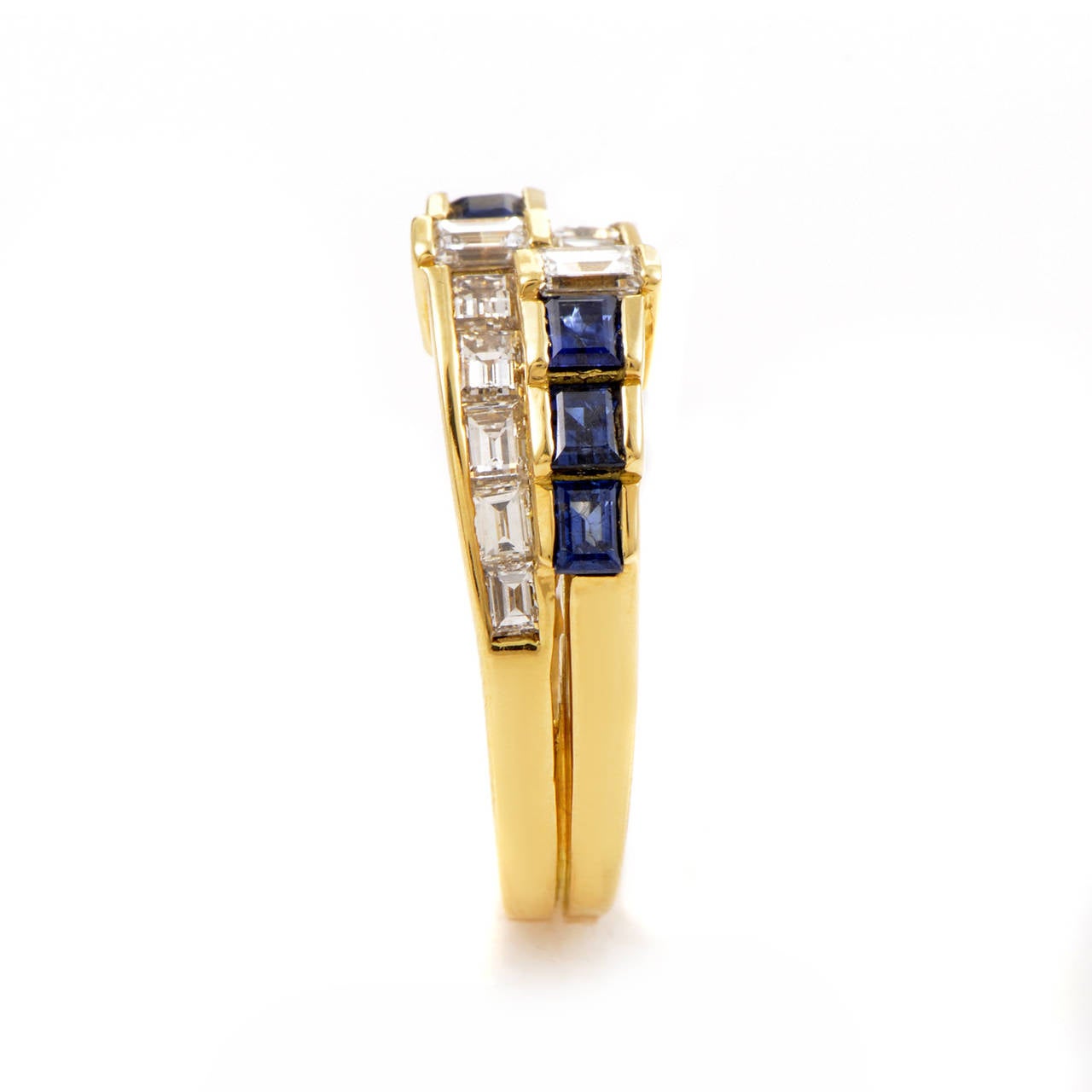 Damiani Sapphire Diamond Gold Band Ring In Excellent Condition In Southampton, PA