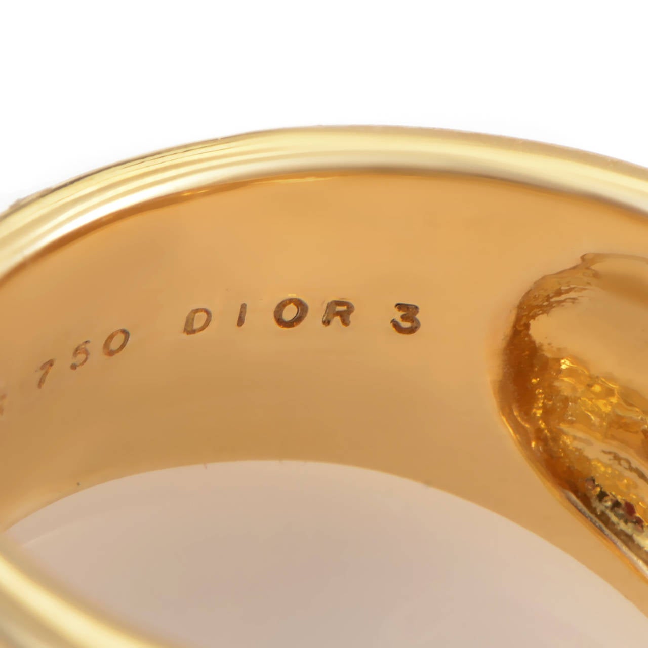 Dior Diamond Gold Floral Band Ring In Excellent Condition In Southampton, PA