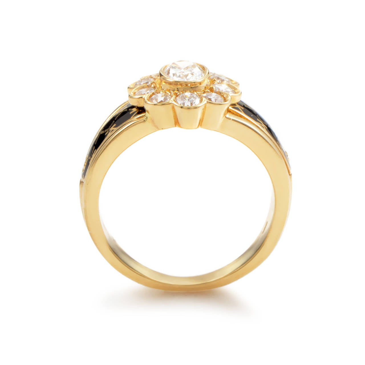 Korloff Yellow Gold Diamond and Black Enamel Ring at 1stDibs