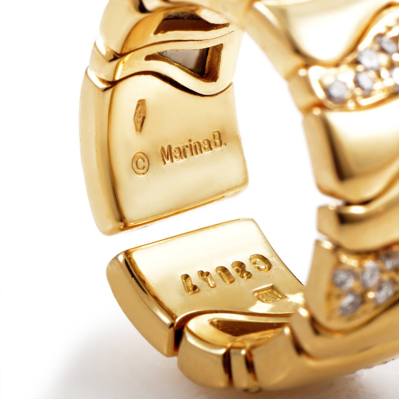 Women's Marina B. Diamond Gold Wave Band Ring