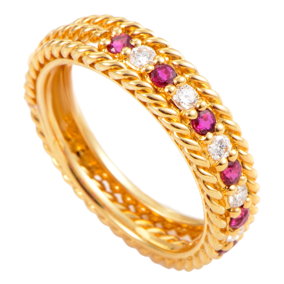Dior Ruby Diamond Gold Band Ring