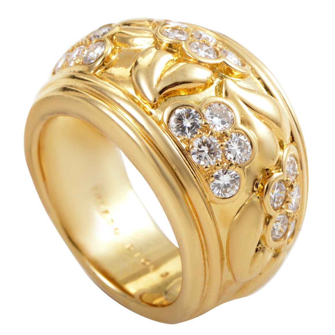 Dior Diamond Gold Floral Band Ring