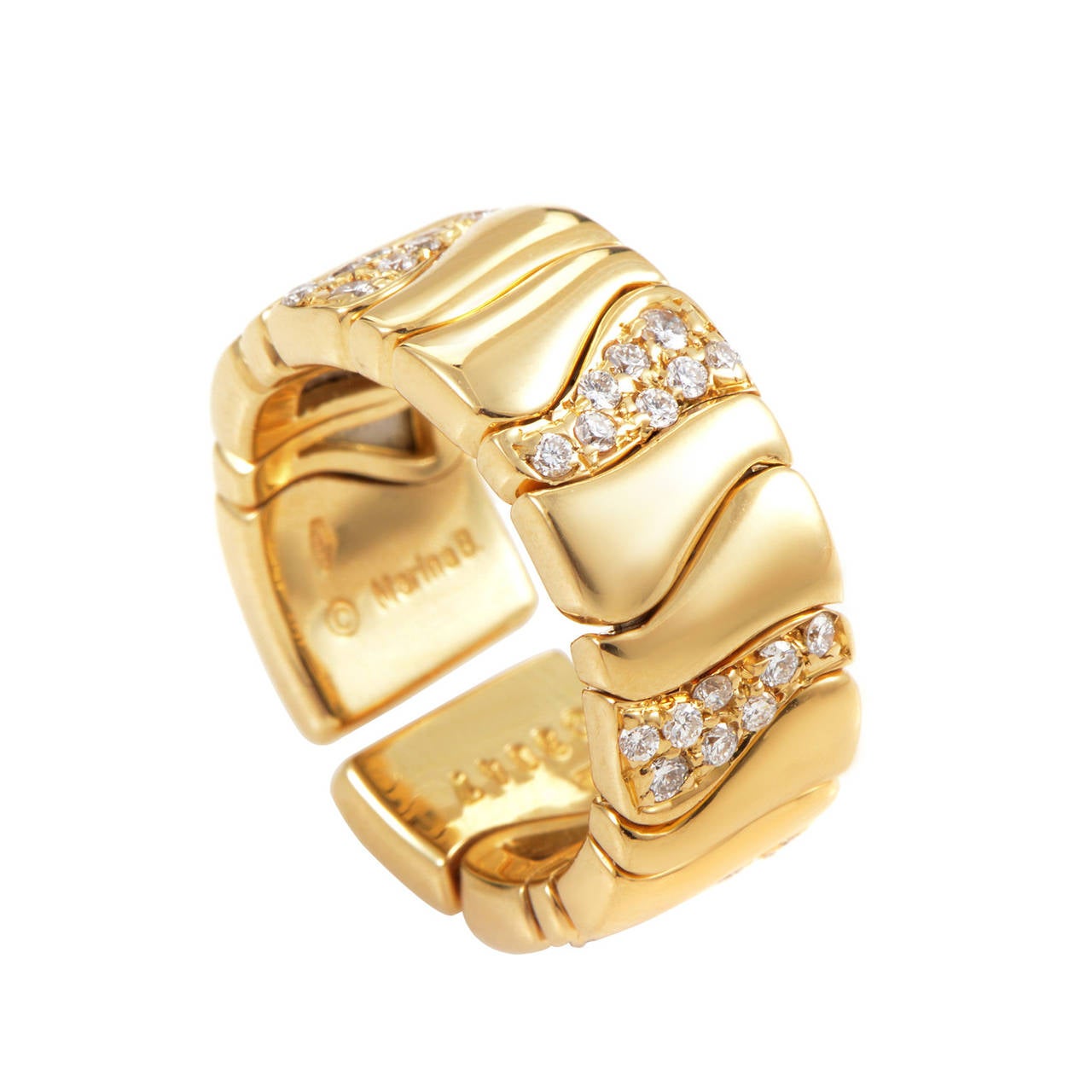 Marina B. Diamond Gold Wave Band Ring