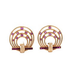 Tiffany & Co. Vintage Ruby Gold Lapel Pin Set