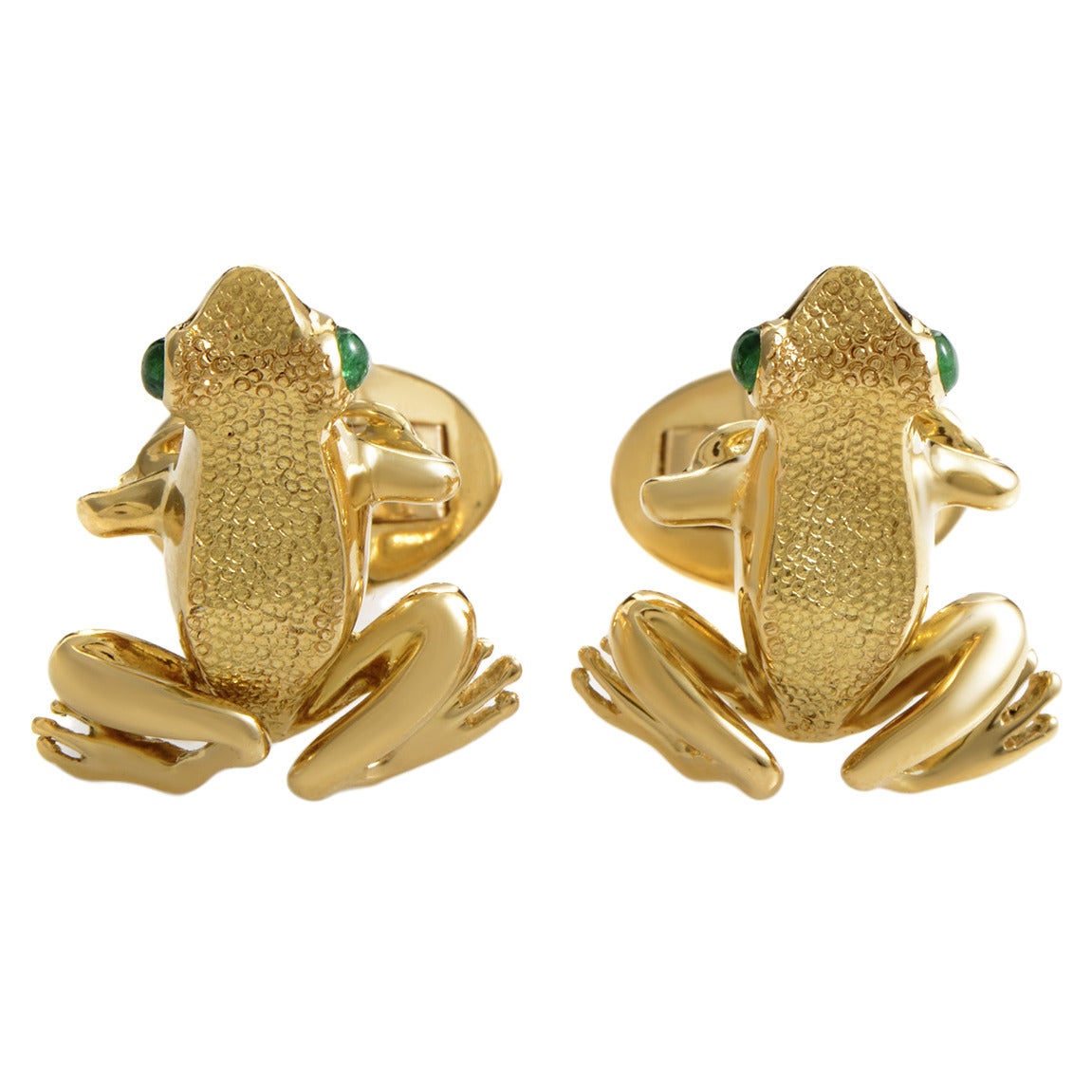 Tiffany and Co. Emerald Gold Frog Cufflinks at 1stDibs