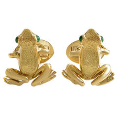 Tiffany & Co. Emerald Gold Frog Cufflinks
