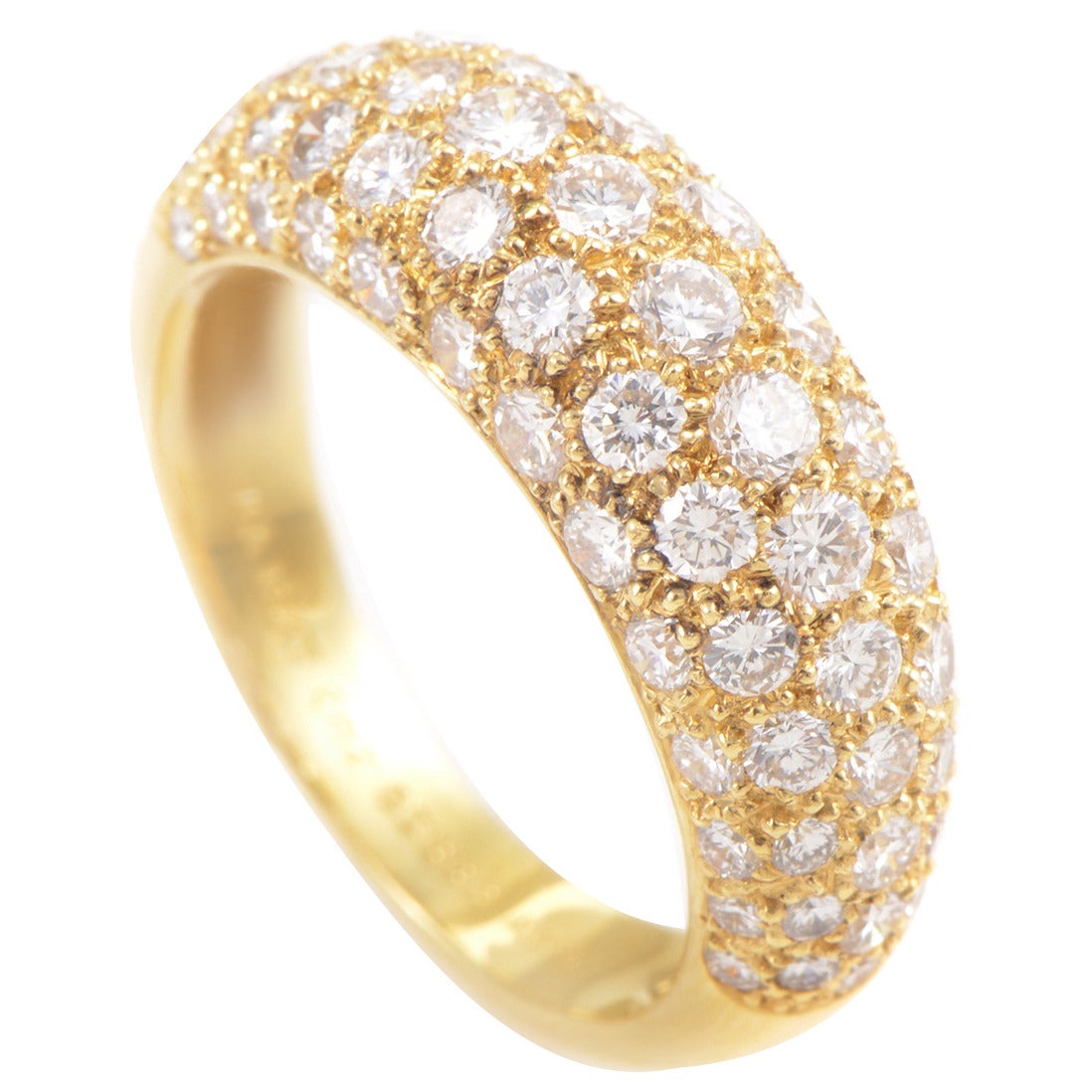Van Cleef & Arpels Partial Diamond Pave Gold Band Ring