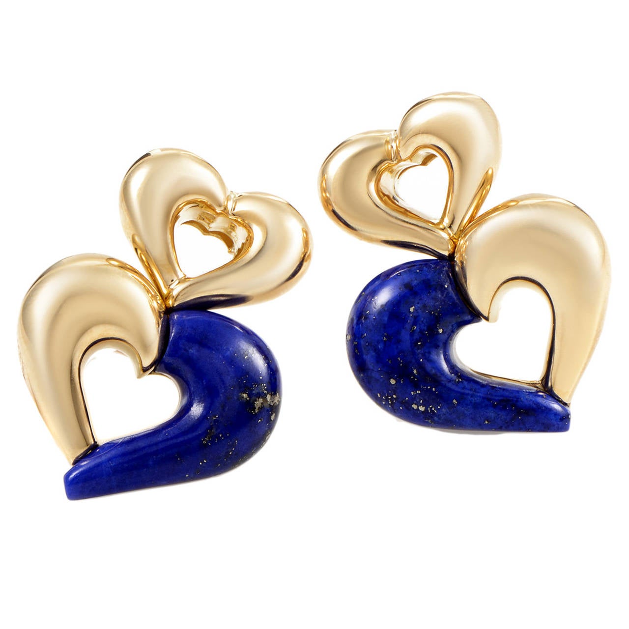 Van Cleef & Arpels Lapis Gold Clip-On Earrings