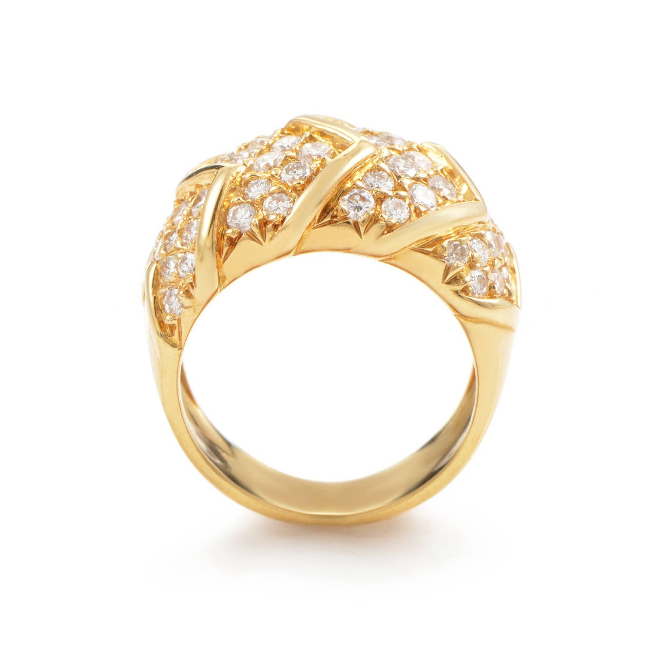 Van Cleef & Arpels is known for their regal and very refined jewelry designs that are without comparison. This ring from the French brand is made of 18K yellow gold and is accented with a pave of 1.55 carats of diamonds.

Ring Size: 4.75 (48 3/8)