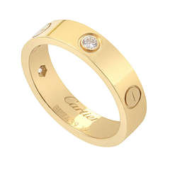 Cartier Yellow Gold Three Diamond LOVE Ring