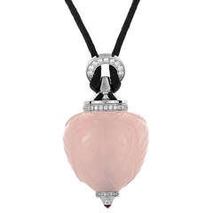 Cartier Inde Mystérieuse Rose Quartz Perfume Bottle Pendant Necklace
