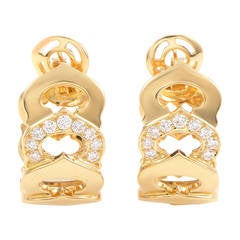 Cartier C de Cartier Yellow Gold Diamond Huggie Earrings