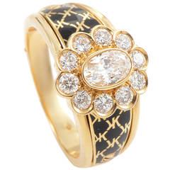 Korloff Ring aus Gelbgold mit Diamanten und schwarzer Emaille