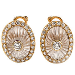 Boucheron Crystal Diamond Gold Clip-On Earrings